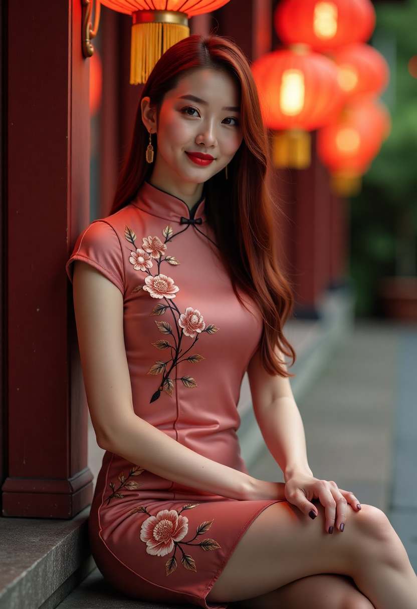 山间老街与清晨赶集的人们